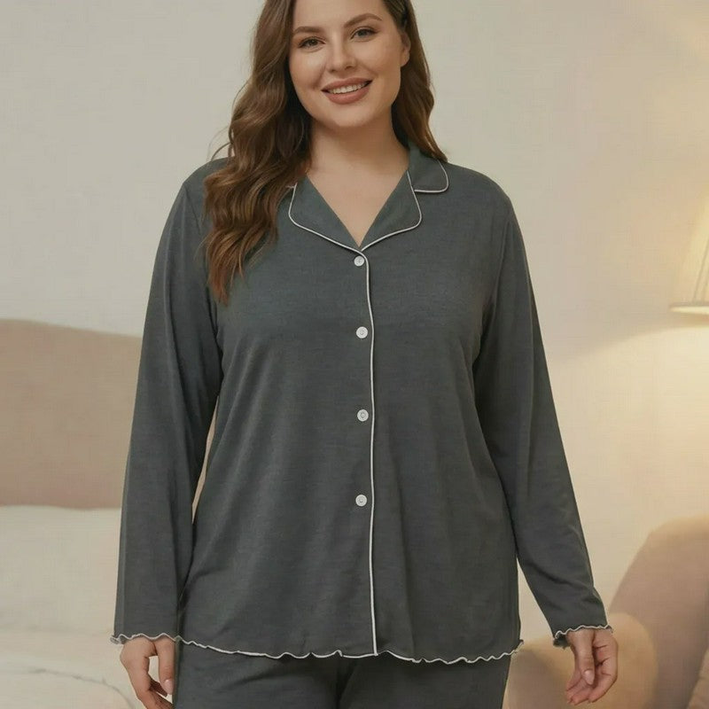Plusock Classic Solid Color Pajama Set - Dark Grey - 4XL - image 5