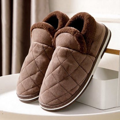 Plusock Warm Closed-Back  Fluffy Shoes - Coffee - EU49-50(US13-14) - image 1