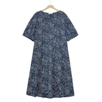 Plusock Boho Print Relaxed Midi Dress - Navy Blue - 6XL - image 0