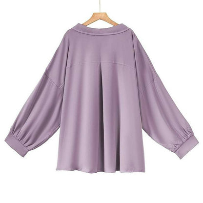 Plusock Draped V Neck Loose Fit Blouse - image 1