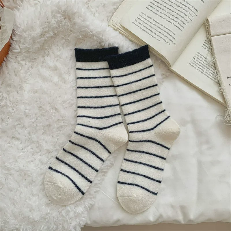 Plusock Cozy Striped Knit Quarter Socks (5 Pairs) - White - EU36-42(US3-8.5) - image 8