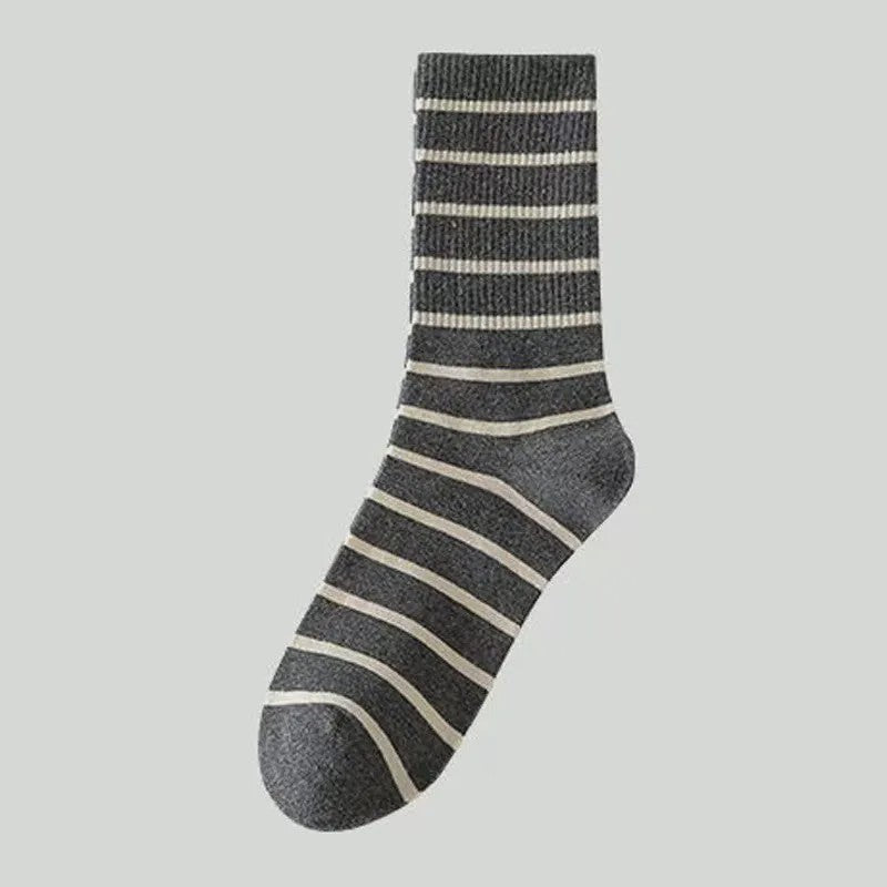 Plusock Retro Striped Cotton Quarter Socks (5 Pairs) - Grey - EU36-41(US3-7.5) - image 6