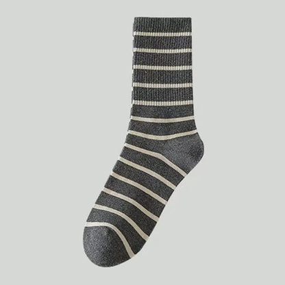 Plusock Retro Striped Cotton Quarter Socks (5 Pairs) - Grey - EU36-41(US3-7.5) - image 6