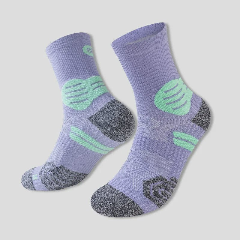 Plusock Contrast Stripe Quarter Compression Socks(3 Pairs) - Purple+Orange+Black - EU40-45(US7-12) - image 2