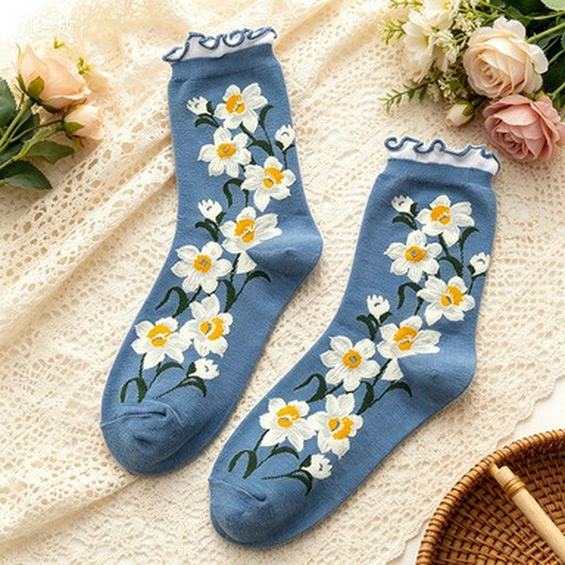 Plusock Daisy Ruffle Everyday Crew Socks(5 Pairs) - Blue - EU35-40 (US2-7) - image 3