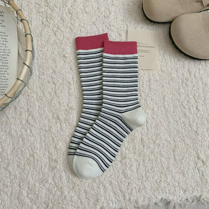Plusock Retro Striped Knit Quarter Socks (6 Pairs) - White - EU36-39(US3-6) - image 9