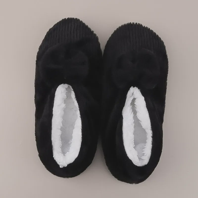 Plusock Lavender Bow Plush Slipper Socks - Black - EU36-40(US3-7) - image 8