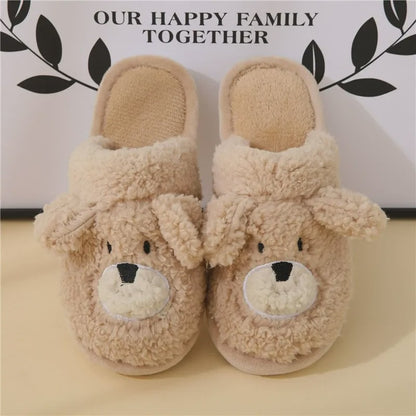 Plusock Cozy Cartoon Bear Plush Indoor Slippers - Coffee - EU44-45(US9-10) - image 2