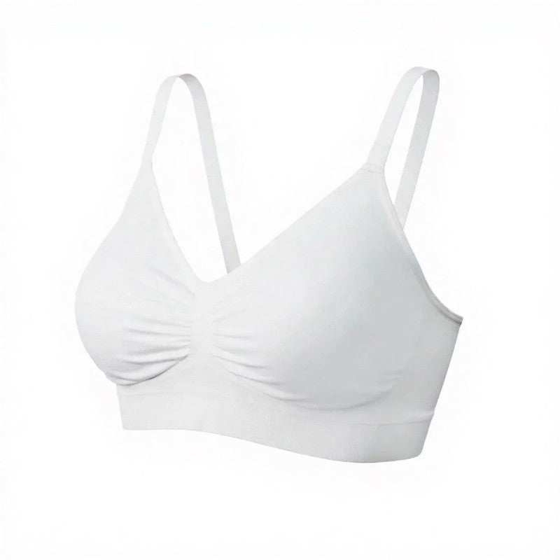 Plusock Ruched Seamless Wireless Bra - White - 3XL - image 4