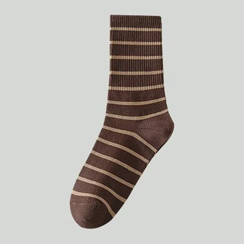 Plusock Retro Striped Cotton Quarter Socks (5 Pairs) - Brown - EU36-41(US3-7.5) - image 4