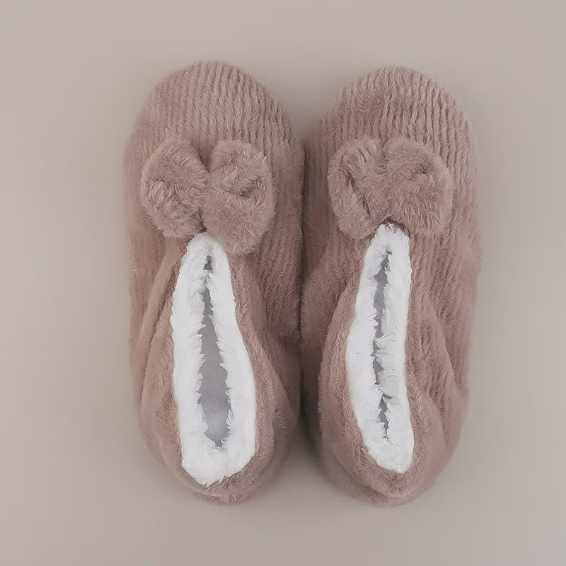 Plusock Lavender Bow Plush Slipper Socks - Coffee - EU36-40(US3-7) - image 7
