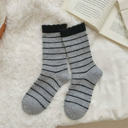 Plusock Cozy Striped Knit Quarter Socks (5 Pairs) - Dark Grey - EU36-42(US3-8.5) - image 6