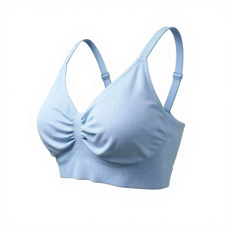 Plusock Ruched Seamless Wireless Bra - Blue - 3XL - image 3