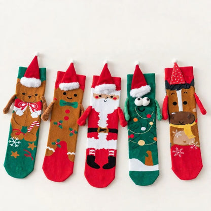 Plusock Christmas Tree Knit Hand Holding Quarter Socks - image 8