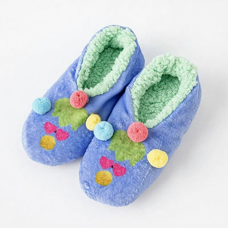 Plusock Tomato Blossom Coral Fleece Slipper Socks - Purple - EU36-40(US3-7) - image 11
