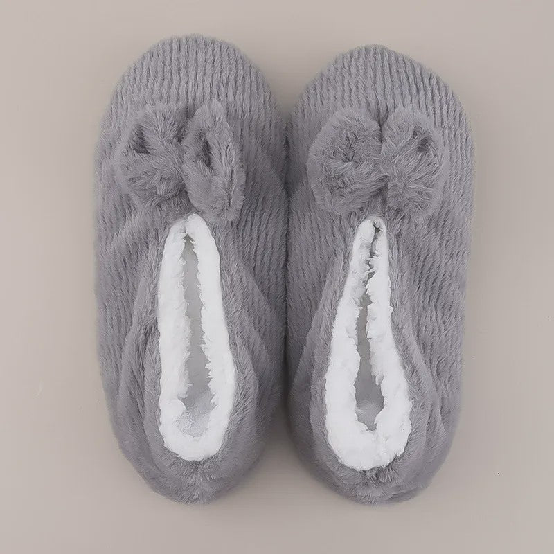 Plusock Lavender Bow Plush Slipper Socks - Grey - EU36-40(US3-7) - image 4