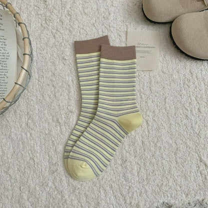Plusock Retro Striped Knit Quarter Socks (6 Pairs) - Yellow - EU36-39(US3-6) - image 6