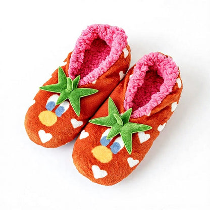Plusock Tomato Blossom Coral Fleece Slipper Socks - Red - EU36-40(US3-7) - image 10