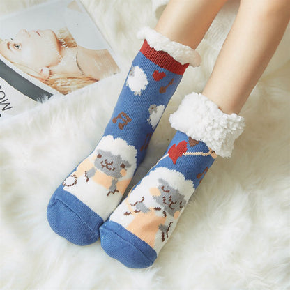 Plusock Nordic Fox Cozy Sherpa Cuff Home Slipper Socks(2 Pairs) - Blue - EU35-42(US2-8) - image 4