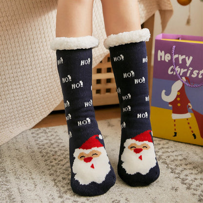Plusock Santa Stripe Plush Lined Cozy Home Slipper Socks(2 Pairs) - Navy Blue - EU35-42(US2-8) - image 3