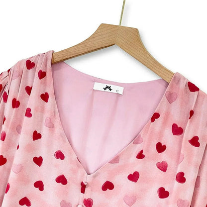 Plusock Heart Print Drawstring Midi Dress - image 2
