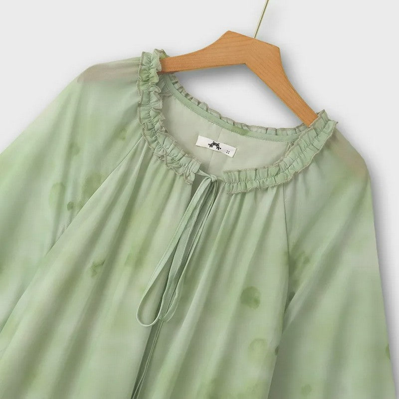 Plusock Romantic Tie Neck Ruffle Maxi Dress - image 1