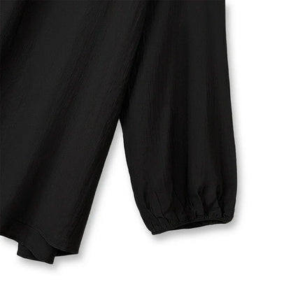 Plusock Elegant Ruched V-Neck Lantern Sleeve Blouse - image 3