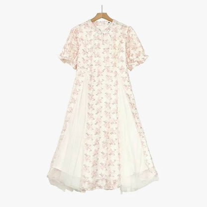 Plusock Romantic Floral Garden Midi Dress - Beige - 7XL - image 0