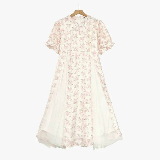 Plusock Romantic Floral Garden Midi Dress - Beige - 7XL - image 0