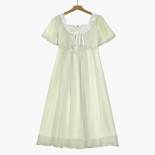 Plusock Lace Tie Puff Sleeve Midi Dress - Light Green - 6XL - image 0