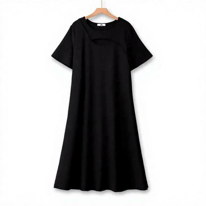 Plusock Relaxed Keyhole Midi Dress - Black - 7XL - image 1