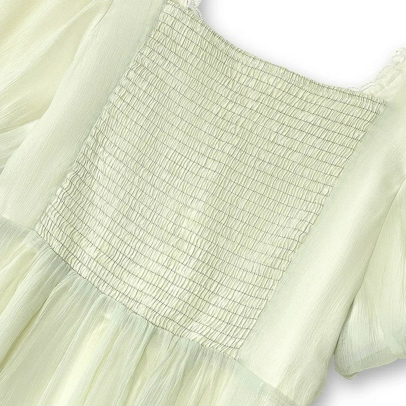 Plusock Lace Tie Puff Sleeve Midi Dress - image 3