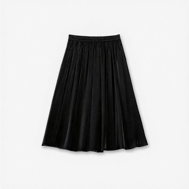 Plusock Silky Pleated Midi Skirt - Black - 6XL - image 2