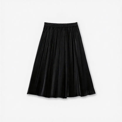 Plusock Silky Pleated Midi Skirt - Black - 6XL - image 2
