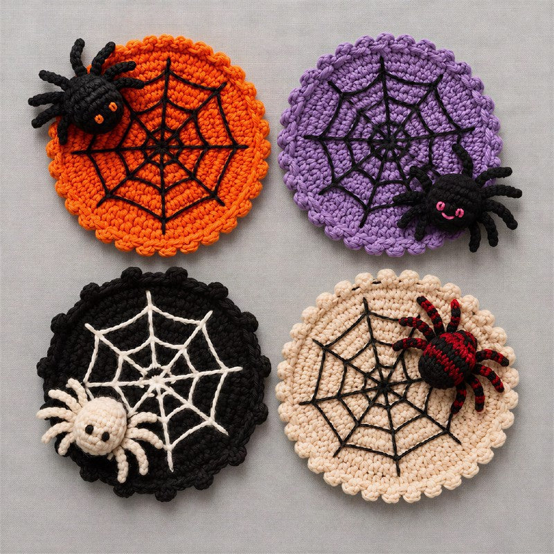 Plusock Halloween Spider Crochet Coasters - image 0