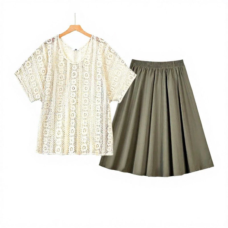 Plusock Lace Cover Up Cami and Midi Skirt Three Piece Set - 2Pcs Set - 6XL - image 2