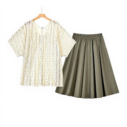 Plusock Lace Cover Up Cami and Midi Skirt Three Piece Set - 2Pcs Set - 6XL - image 2