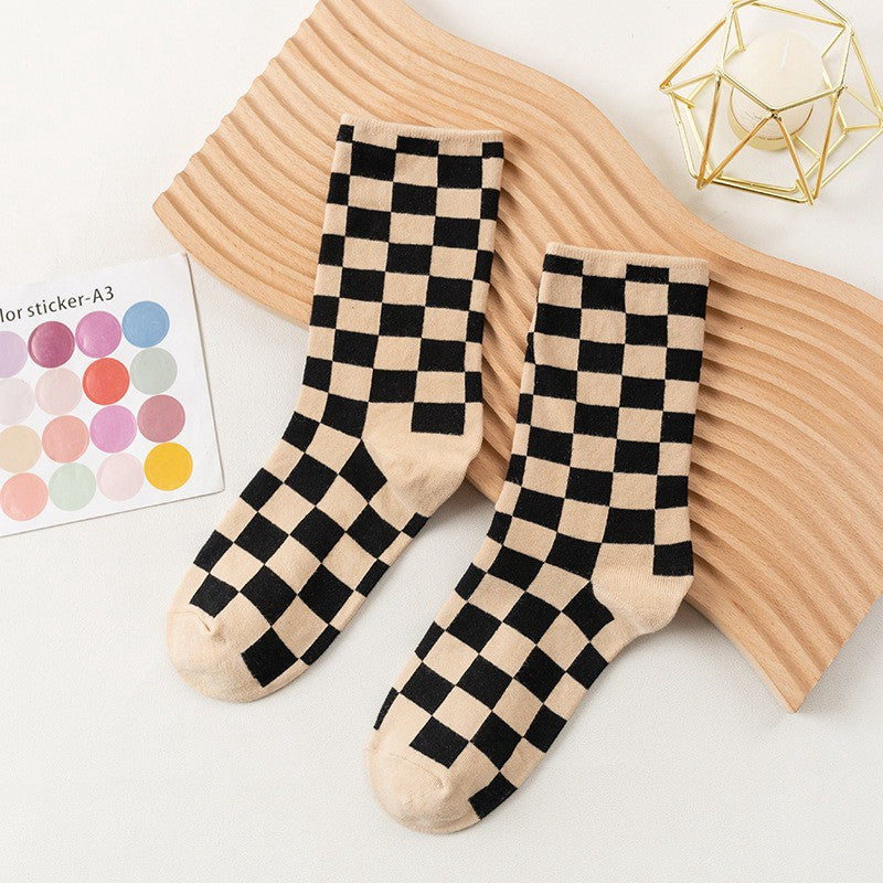 Plusock Checkerboard Street Crew Socks(6 Pairs) - Khaki - EU35-40 (US2-7) - image 3