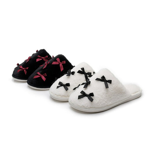 Plusock Plus Size Bow Plush Mule Slippers - White - EU38-39(US5-6) - image 0