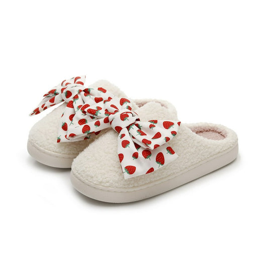 Plusock Strawberry Bow Slippers - White - EU44-45(US10-11) - image 0