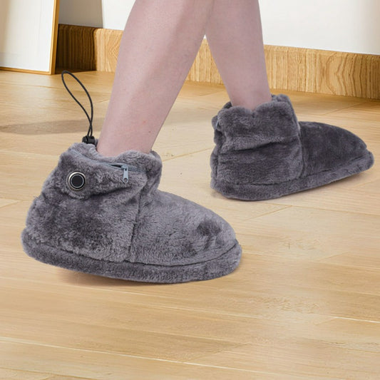 Plusock Heating Cozy Knit Plush Slipper Socks - Grey - One Size - image 0