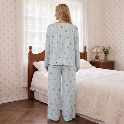 Plusock Cherry Stripe Long Sleeve Pajama Set - image 2