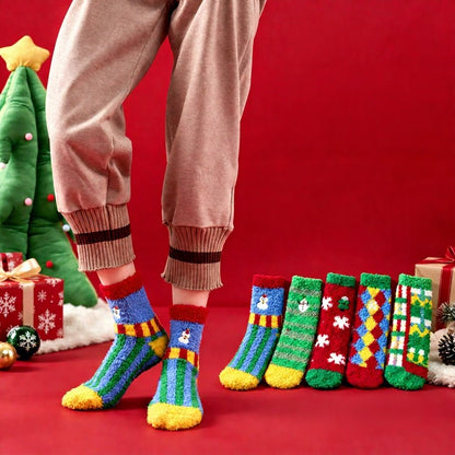 Plusock Festive Plush Plaid Quarter Socks (6 Pairs) - image 1