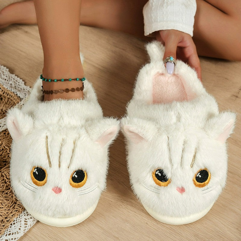 Plusock Cat Plush Soft Sole Indoor Slippers - White - EU44-45(US10-11) - image 7