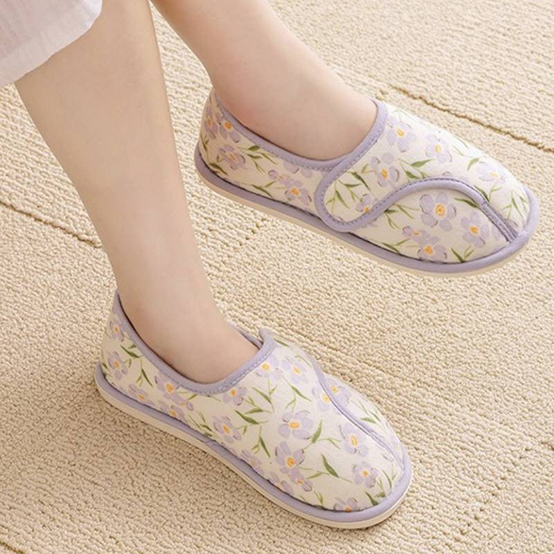 Plusock Floral Cotton Adjustable Strap Fluffy Home Shoes - image 1