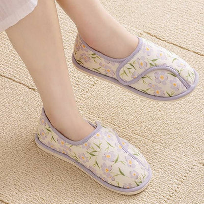 Plusock Floral Cotton Adjustable Strap Fluffy Home Shoes - image 1