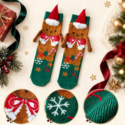 Plusock Christmas Tree Knit Hand Holding Quarter Socks - image 7