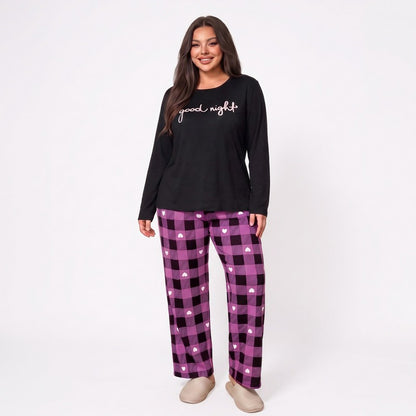 Plusock Good Night Plaid Pajama Set - Purple - 5XL - image 0