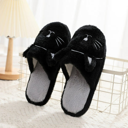 Plusock Cozy Cat Plush House Slippers - Black - EU44-45(US10-11) - image 1