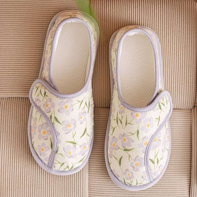 Plusock Floral Cotton Adjustable Strap Fluffy Home Shoes - Buckle - EU39-40 (US6-7) - image 2